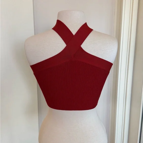 Aritzia Babaton Crimson Cross-Neck Crop Top - Picture 2 of 3